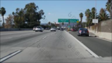 开车城际高速<strong>公路</strong>这些洛杉矶<strong>加州</strong>美国散焦视图车玻璃挡风玻璃忙号州际<strong>公路</strong>高速<strong>公路</strong>模糊郊区多个车道车道相机内部汽车